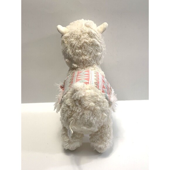 Kellytoy White Alpaca Llama Plush Stuffed Animal  Blanket Saddle Fringed READ - Picture 4 of 14